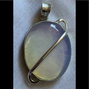 Vintage Sterling Silver Lavender Chalcedony Pendant